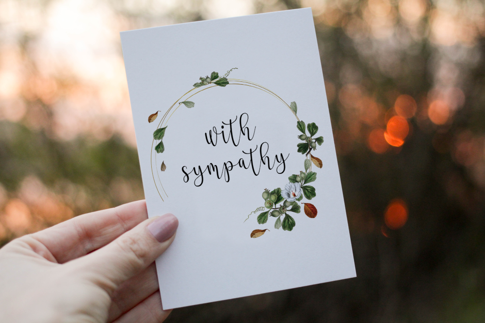 With Sympathy Card, Death Acknowledgement Card